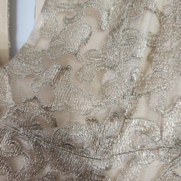 J S Collections Gold Lace Design Dress Evening Gown - Picture 4 of 5